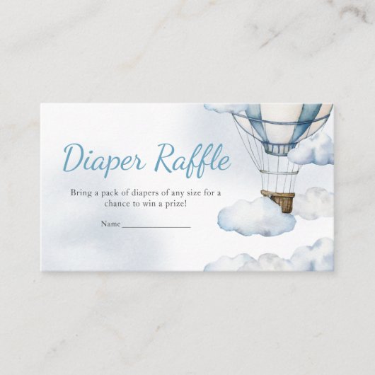 アドベンチャーアウェイズホットエアバルーンおむつラッフル エンクロージャーカード (正面)