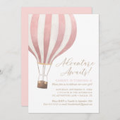 アドベンチャーアウェイズホットエアバルーンガール誕生日 招待状 (正面/裏面)