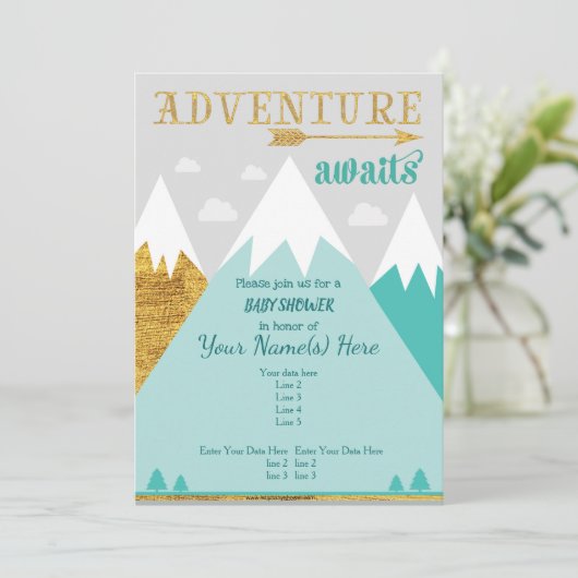 アドベンチャーアウェイズマウンテンベビーシャワー招待状 招待状 (スタンド正面)