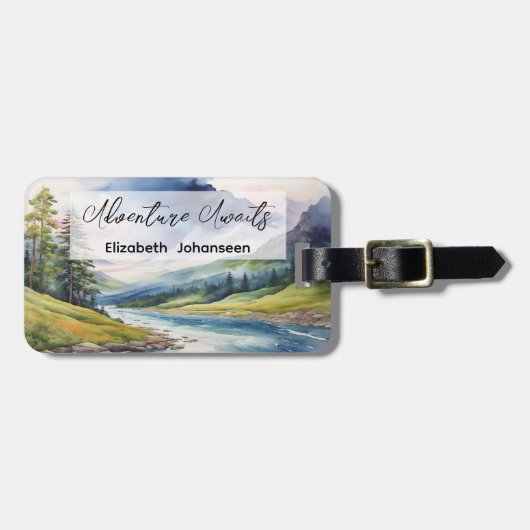 アドベンチャーアウェイズリバーキャンピングウォーターカラートラベル ラゲッジタグ (正面横)