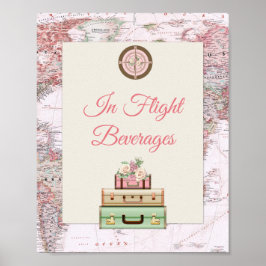 アドベンチャーアウェイズワールドトラベルマップピンクアイボリーバラ ポスター