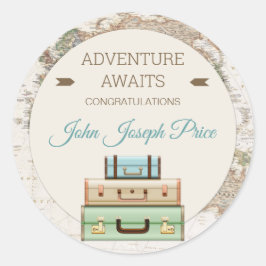 アドベンチャーアウェイズワールドトラベルマップモダン ラウンドシール