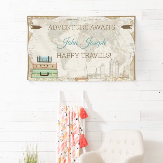 アドベンチャーアウェイズワールドマップモダン旅行 横断幕 (インサイチュ)