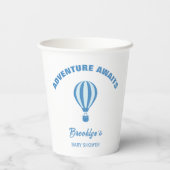 アドベンチャーアウェイツおもしろいトレンディーベビーシャワーブルーホワイト 紙コップ (裏面)