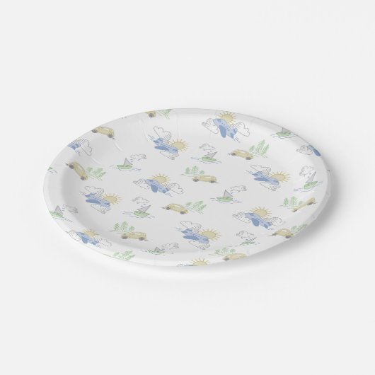 アドベンチャーアウェイツトラベルカー飛行機ボート ペーパープレート (アングル)