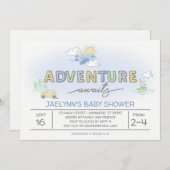 アドベンチャーアウェイツトラベルベビーシャワー招待状 招待状 (正面/裏面)