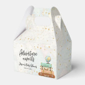 アドベンチャーアウェイツトラベル金ゴールド紙吹雪ベビーシャワー フェイバーボックス (正面サイド)