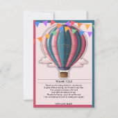 アドベンチャーアウェイツフェスティバルブルーピンクベビーシャワー サンキューカード (正面)