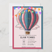 アドベンチャーアウェイツフェスティバルブルーピンクベビーシャワー 招待状 (正面)