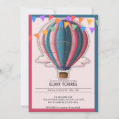 アドベンチャーアウェイツフェスティバルブルーピンクベビーシャワー 招待状 (正面)