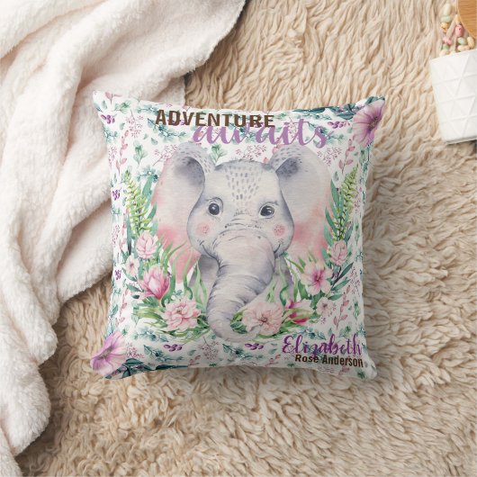 アドベンチャーアウェイツベビーゾウパープルフローラ名 クッション (ブランケット)