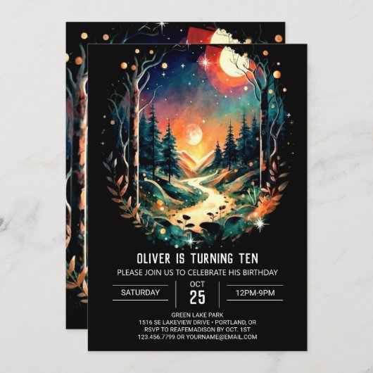 アドベンチャーアウェイツボヘミアン誕生日 招待状 (正面/裏面)