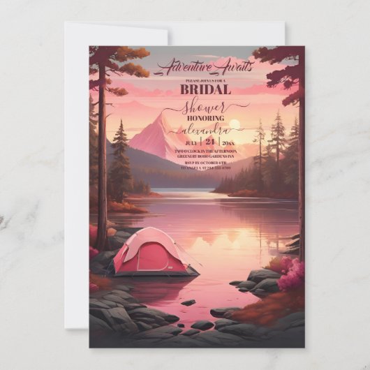 アドベンチャーアウェイツレトロマウンテンブライダルシャワー 招待状 (正面)