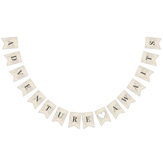 アドベンチャーアウェイツヴィンテージマップトラベルブライダルシャワー バンティングフラッグ (全)