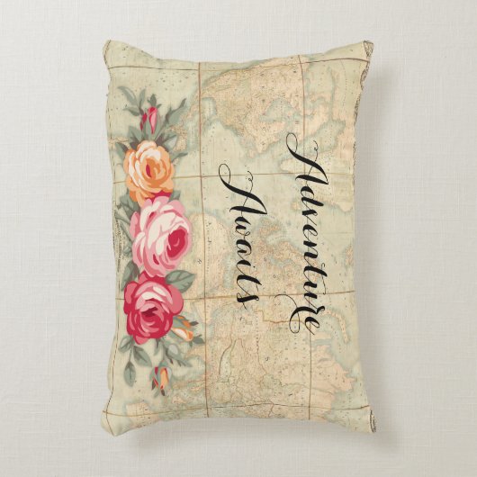 アドベンチャーアウェイツヴィンテージワールドマップバラ アクセントクッション (正面(垂直))