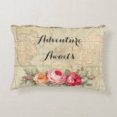 アドベンチャーアウェイツヴィンテージワールドマップバラ アクセントクッション (裏面)
