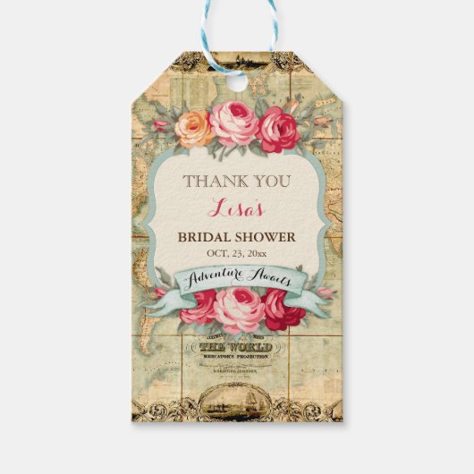 アドベンチャーアウェイツヴィンテージワールドマップバラ ギフトタグ (正面)