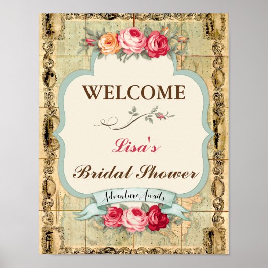 アドベンチャーアウェイツヴィンテージワールドマップバラ ポスター (正面)