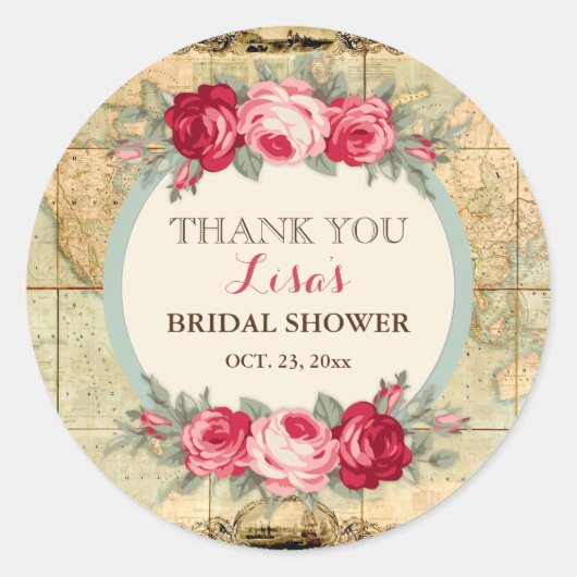 アドベンチャーアウェイツヴィンテージワールドマップバラ ラウンドシール (正面)