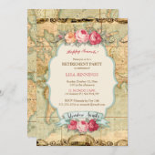 アドベンチャーアウェイツヴィンテージワールドマップバラ 招待状 (正面/裏面)