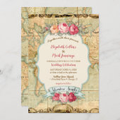 アドベンチャーアウェイツヴィンテージワールドマップバラ 招待状 (正面/裏面)