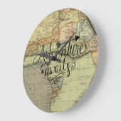 アドベンチャーアウェイツヴィンテージワールドマップ ラージ壁時計 (傾斜)