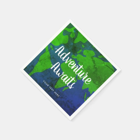 アドベンチャーアウェイツ世界地図の地球結婚の地球 スタンダードカクテルナプキン (角)