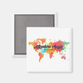 アドベンチャーアウェイツ引用文ヴィヴィヴィッドウォーターカラーワールドマップ マグネット (正面/裏面)