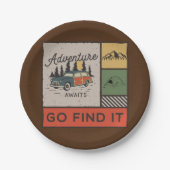 アドベンチャーアウェイツ行く見つけるレトロキャンピングトラベル ペーパープレート (正面)