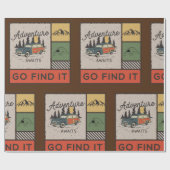 アドベンチャーアウェイツ行く見つけるレトロキャンピングトラベル ラッピングペーパー (フラット)