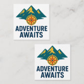 アドベンチャーアウェイツ – マウンテン&コンパスカーデカール スクエア名刺 (正面/裏面)