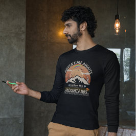"アドベンチャーアウェイツ – 山々を探索"デザイン Tシャツ