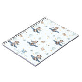 アドベンチャーアビエーションキュートベアーブルー飛行機モノグラム ノートブック (左側)