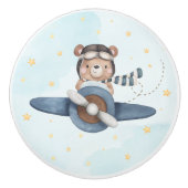 アドベンチャーアビエーションキュートベアーブルー飛行機 セラミックノブ (正面)