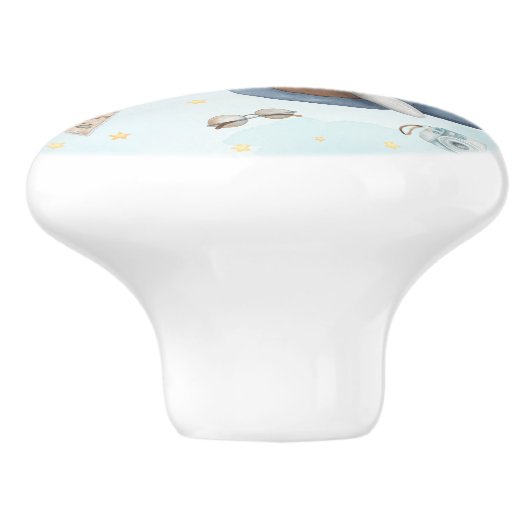 アドベンチャーアビエーションキュートベアーブルー飛行機 セラミックノブ (側面)