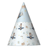 アドベンチャーアビエーションベアーブルー飛行機1st誕生日 パーティーハット (正面)