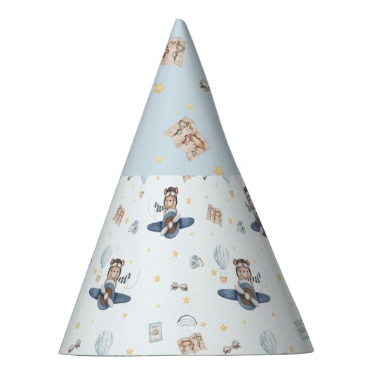 アドベンチャーアビエーションベアーブルー飛行機1st誕生日 パーティーハット (右)