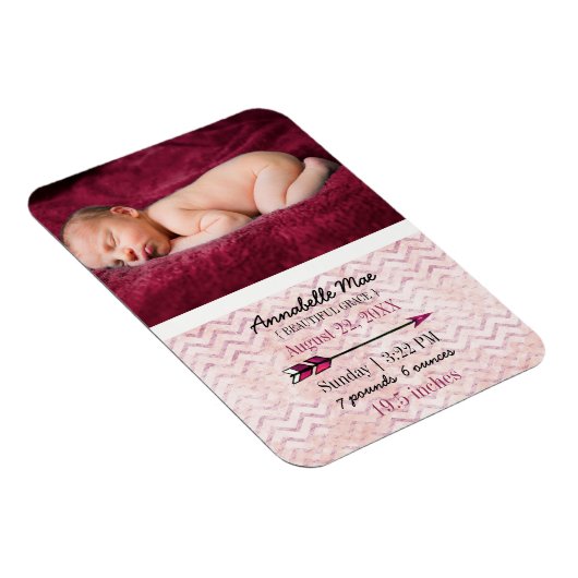 アドベンチャーアローベビーガール誕生のお知らせ写真 マグネット (右側)