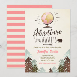 アドベンチャーアワイツベビーシャワー招待状ヴィンテージガール 招待状
