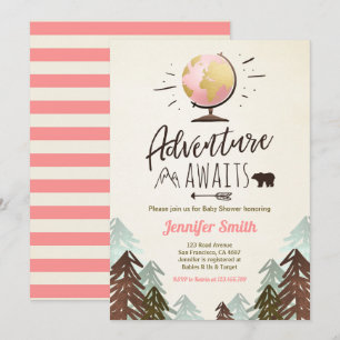 アドベンチャーアワイツベビーシャワー招待状ヴィンテージガール 招待状
