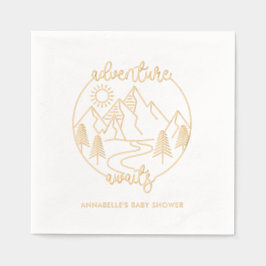 アドベンチャーアワイパーソナライズされたズベビーシャワーナプキンス 箔ナプキン