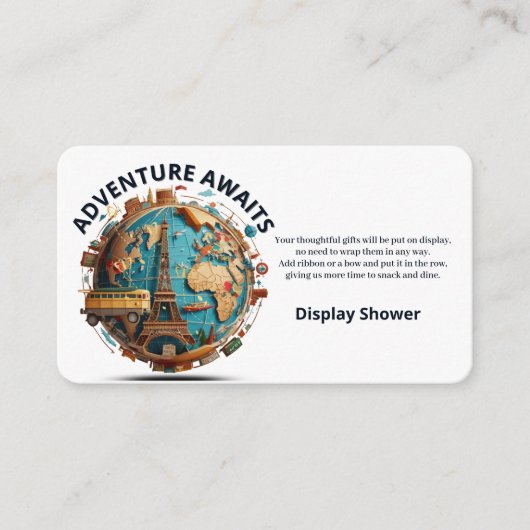 アドベンチャーアワイモダンズグローブベビーシャワー エンクロージャーカード (正面)