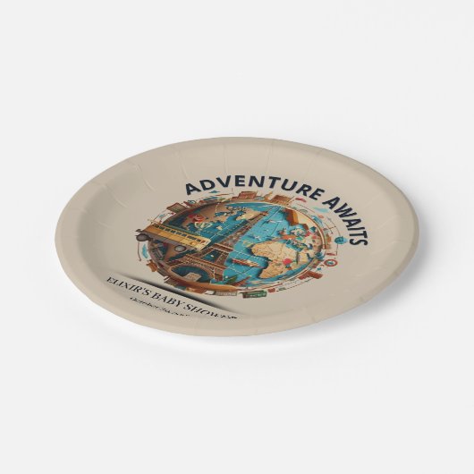 アドベンチャーアワイモダンズグローブベビーシャワー ペーパープレート (アングル)