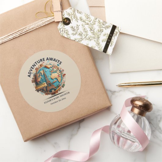 アドベンチャーアワイモダンズグローブベビーシャワー ラウンドシール (ギフト)
