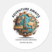 アドベンチャーアワイモダンズグローブベビーシャワー ラウンドシール (正面)
