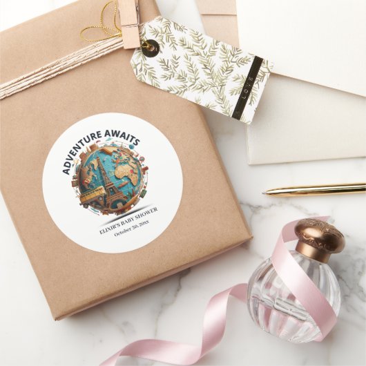 アドベンチャーアワイモダンズグローブベビーシャワー ラウンドシール (ギフト)
