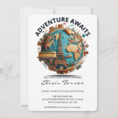 アドベンチャーアワイモダンズグローブベビーシャワー 招待状 (正面)