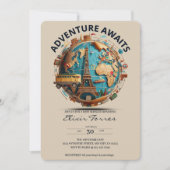 アドベンチャーアワイモダンズグローブベビーシャワー 招待状 (正面)