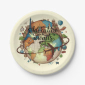 アドベンチャーアワイヴィンテージグローブベビーシャワー ペーパープレート (正面)