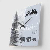 アドベンチャーアワイ素朴ズウッドランドベアーズ子供部屋 スクエア壁時計 (傾斜)